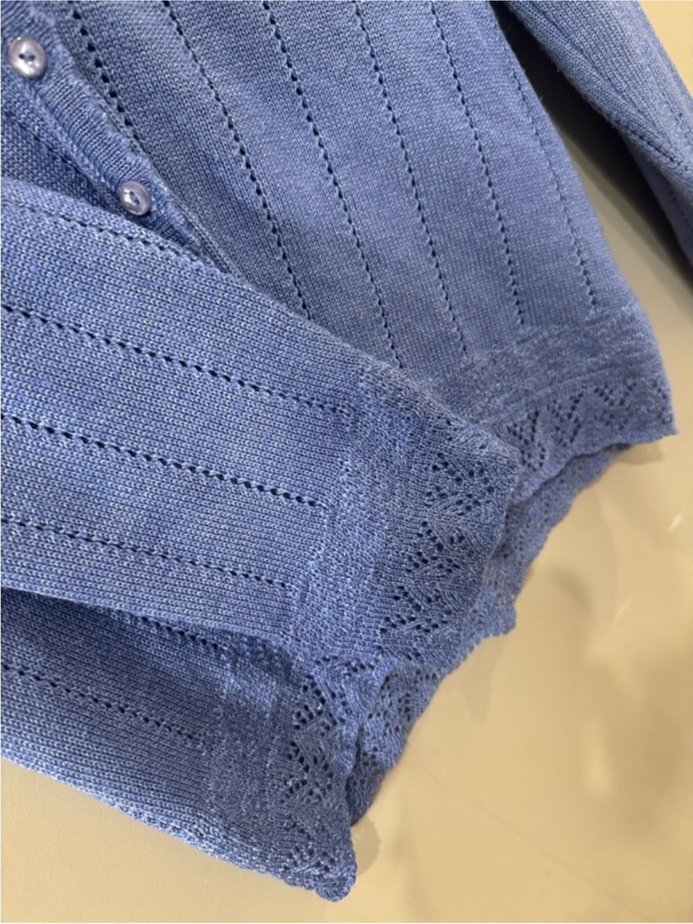 Vintage Northern Reflections Blue Pointelle Knit Cardigan Women’s Medium Cottage - Picture 5 of 6